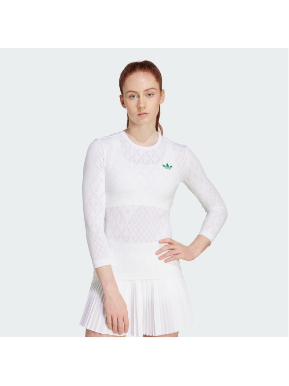 Adidas Tennis 3/4 Sleeve Pro Shirt Women's Size M White Trefoil Mesh Top NWT
